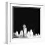 Seattle City Skyline - White-NaxArt-Framed Art Print