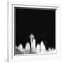 Seattle City Skyline - White-NaxArt-Framed Art Print