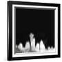 Seattle City Skyline - White-NaxArt-Framed Art Print