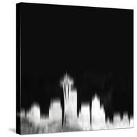 Seattle City Skyline - White-NaxArt-Stretched Canvas