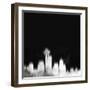 Seattle City Skyline - White-NaxArt-Framed Art Print