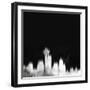 Seattle City Skyline - White-NaxArt-Framed Art Print