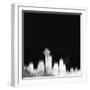 Seattle City Skyline - White-NaxArt-Framed Art Print