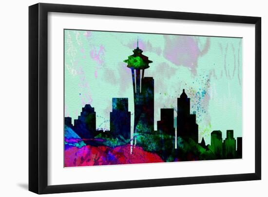 Seattle City Skyline-NaxArt-Framed Art Print