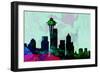 Seattle City Skyline-NaxArt-Framed Art Print