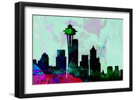 Seattle City Skyline-NaxArt-Framed Art Print