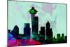 Seattle City Skyline-NaxArt-Mounted Art Print