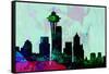 Seattle City Skyline-NaxArt-Framed Stretched Canvas