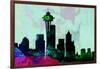 Seattle City Skyline-NaxArt-Framed Art Print