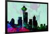 Seattle City Skyline-NaxArt-Framed Art Print