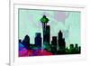 Seattle City Skyline-NaxArt-Framed Art Print