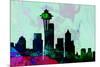 Seattle City Skyline-NaxArt-Mounted Art Print