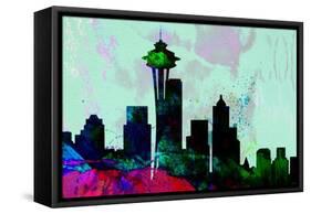 Seattle City Skyline-NaxArt-Framed Stretched Canvas