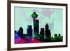 Seattle City Skyline-NaxArt-Framed Premium Giclee Print