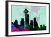 Seattle City Skyline-NaxArt-Framed Art Print