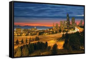 Seattle Cityscape after Sunset-jpldesigns-Framed Stretched Canvas