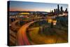 Seattle Downtown Highway Traffic Light Trails-jpldesigns-Stretched Canvas