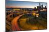 Seattle Downtown Highway Traffic Light Trails-jpldesigns-Mounted Photographic Print