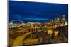 Seattle Downtown Skyline and Freeway at Twilight-jpldesigns-Mounted Photographic Print