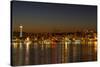 Seattle Downtown Skyline Reflection at Dawn-jpldesigns-Stretched Canvas