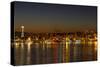 Seattle Downtown Skyline Reflection at Dawn-jpldesigns-Stretched Canvas