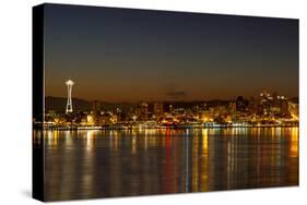 Seattle Downtown Skyline Reflection at Dawn-jpldesigns-Stretched Canvas
