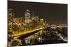 Seattle Downtown Waterfront Skyline at Night Reflection-jpldesigns-Mounted Photographic Print