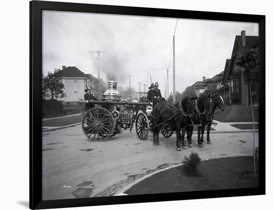 Seattle Fire Department Horse-Drawn Steam Pumper, 1907-Ashael Curtis-Framed Giclee Print