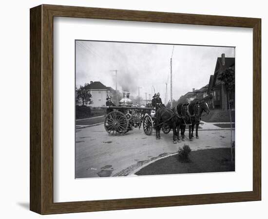 Seattle Fire Department Horse-Drawn Steam Pumper, 1907-Ashael Curtis-Framed Giclee Print