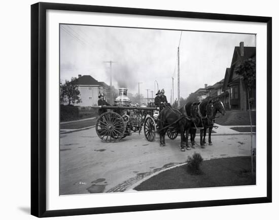 Seattle Fire Department Horse-Drawn Steam Pumper, 1907-Ashael Curtis-Framed Giclee Print