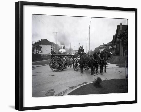 Seattle Fire Department Horse-Drawn Steam Pumper, 1907-Ashael Curtis-Framed Giclee Print