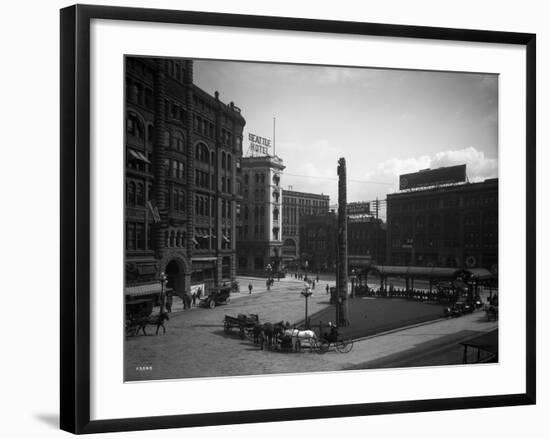 Seattle Pioneer Place, April 21, 1912-Asahel Curtis-Framed Giclee Print