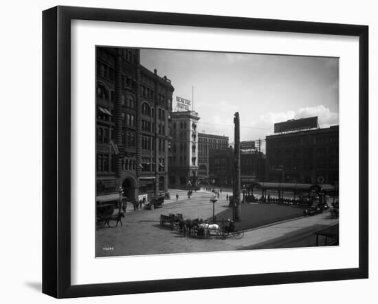 Seattle Pioneer Place, April 21, 1912-Asahel Curtis-Framed Giclee Print