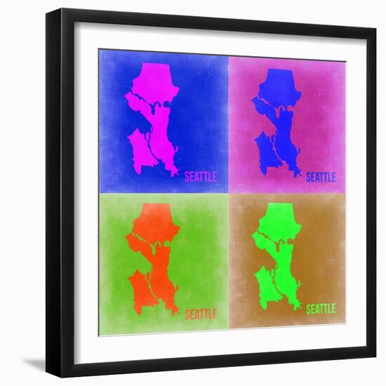 Seattle Pop Art Map 2-NaxArt-Framed Art Print