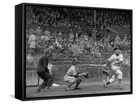 Seattle Rainiers at bat Photograph - Seattle, WA-Lantern Press-Framed Stretched Canvas