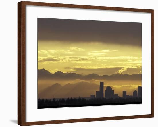 Seattle Skyline and Olympic Mountains, Washington, USA-Merrill Images-Framed Photographic Print