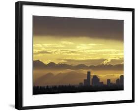 Seattle Skyline and Olympic Mountains, Washington, USA-Merrill Images-Framed Photographic Print