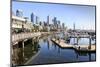 Seattle Skyline and restaurants on sunny day in Bell Harbor Marina, Seattle, Washington State, Unit-Frank Fell-Mounted Photographic Print