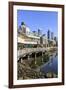 Seattle skyline and restaurants on sunny day in Bell Harbor Marina, Seattle, Washington State, Unit-Frank Fell-Framed Photographic Print