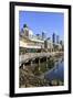 Seattle skyline and restaurants on sunny day in Bell Harbor Marina, Seattle, Washington State, Unit-Frank Fell-Framed Photographic Print