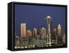 Seattle Skyline at Night, Washington, USA-Adam Jones-Framed Stretched Canvas