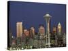 Seattle Skyline at Night, Washington, USA-Adam Jones-Stretched Canvas