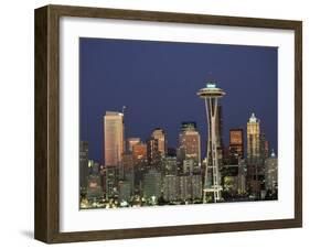 Seattle Skyline at Night, Washington, USA-Adam Jones-Framed Premium Photographic Print