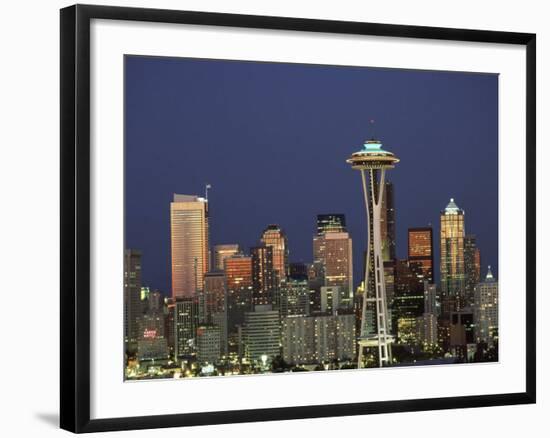 Seattle Skyline at Night, Washington, USA-Adam Jones-Framed Photographic Print