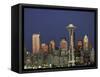 Seattle Skyline at Night, Washington, USA-Adam Jones-Framed Stretched Canvas