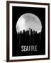 Seattle Skyline Black-null-Framed Art Print