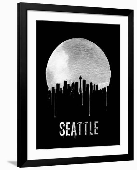 Seattle Skyline Black-null-Framed Art Print