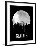 Seattle Skyline Black-null-Framed Art Print