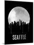 Seattle Skyline Black-null-Mounted Art Print