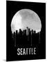 Seattle Skyline Black-null-Mounted Art Print